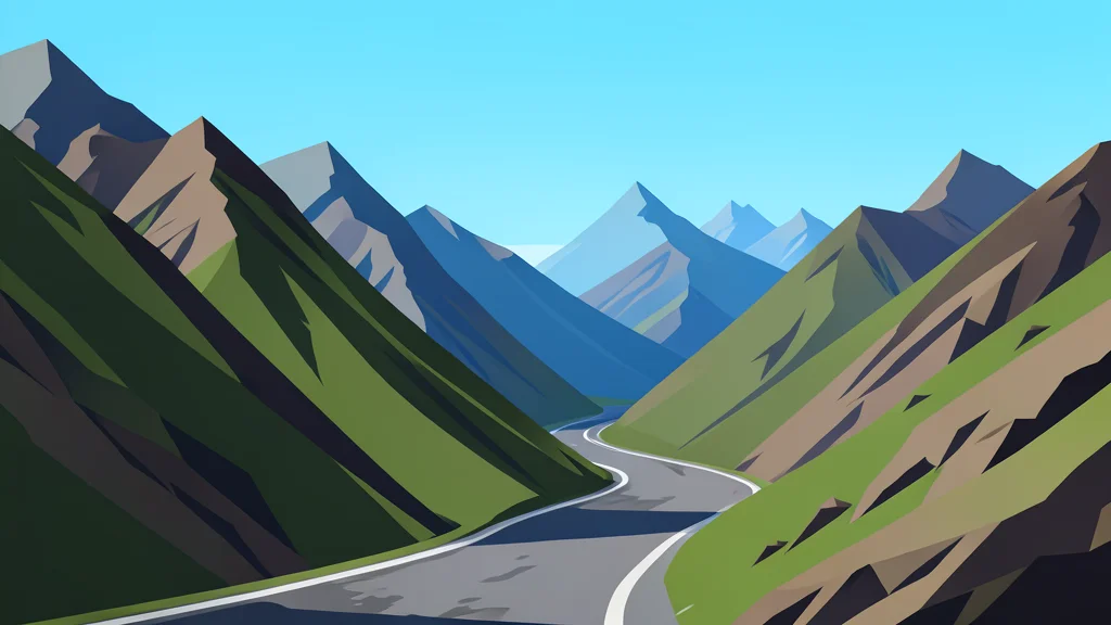 A rugged mountain pass in the South Caucasus with a clear sky and distant peaks