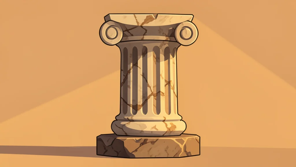 A classical Greek temple column standing against a clear blue sky
