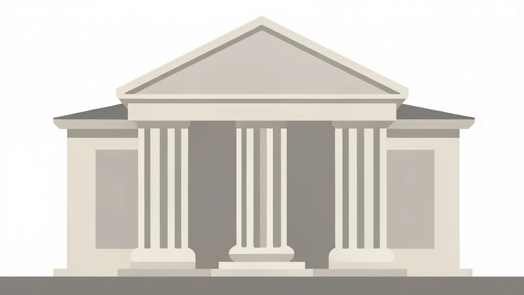 A modern government building facade with a classical column