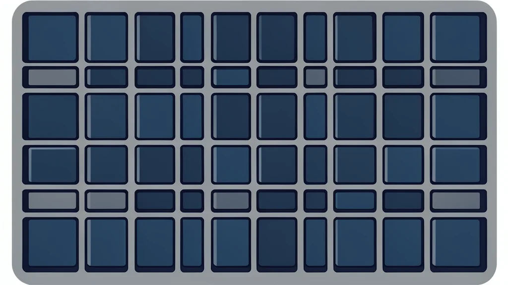 A close-up view of a silicon wafer with a grid of square integrated circuits
