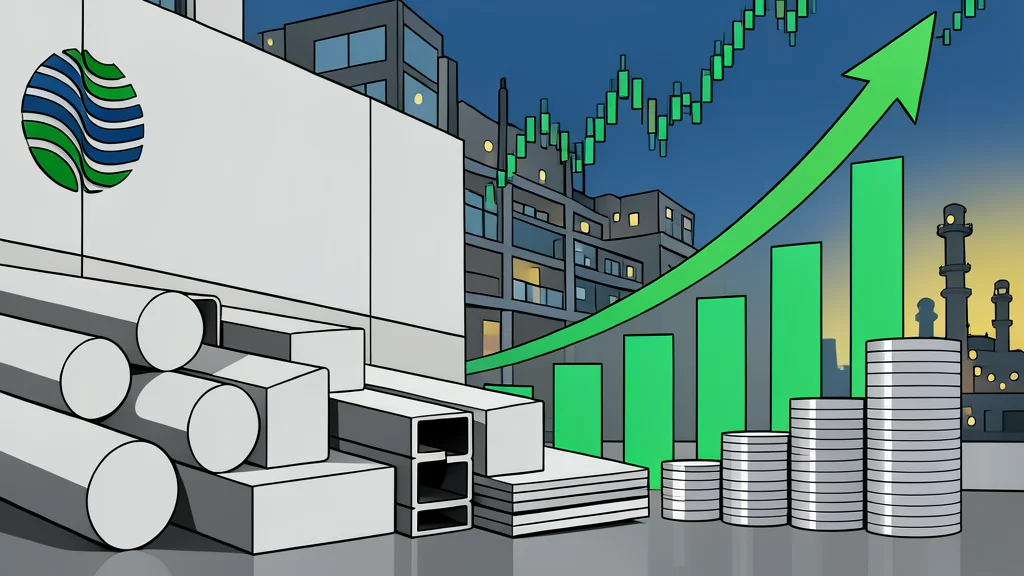 A stylized industrial complex with tall smokestacks situated next to a winding river, rendered in flat vector style.