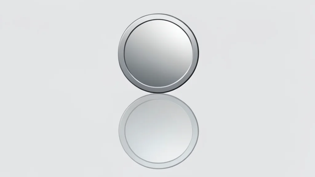 A digital coin resting on a reflective surface