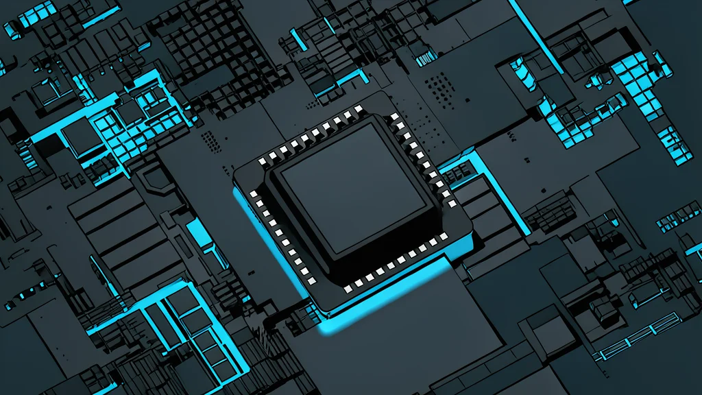 A close-up vector illustration of a silicon wafer featuring a precise grid of square integrated circuits.