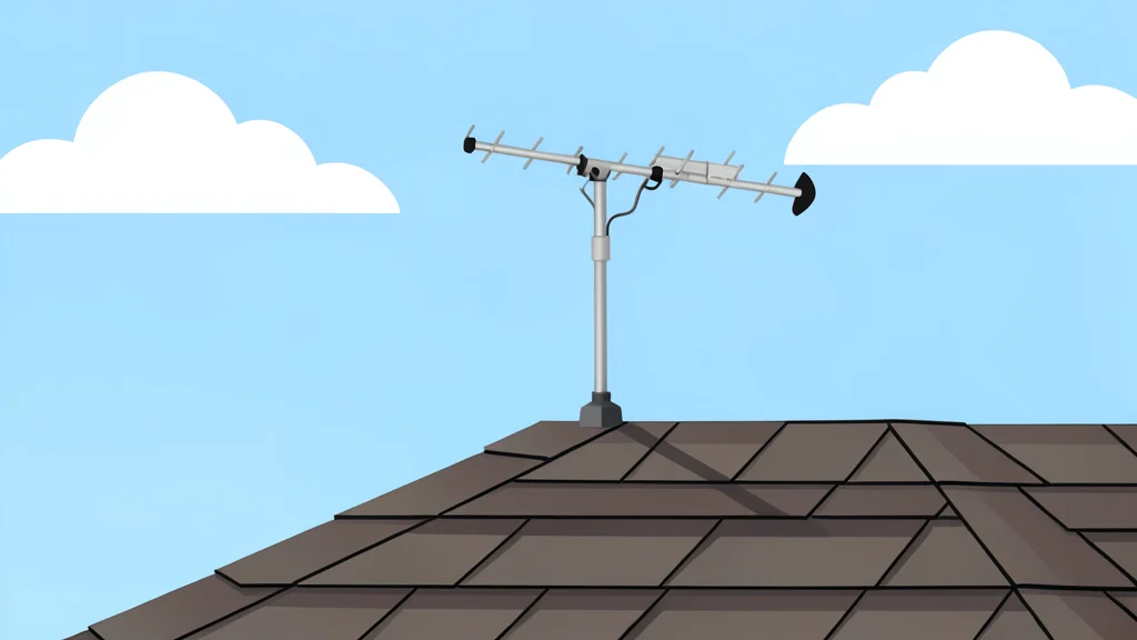 A television antenna on a suburban rooftop