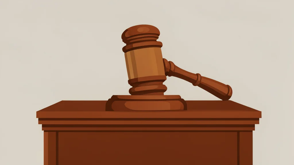 A large, ornate wooden gavel resting on a polished mahogany desk.