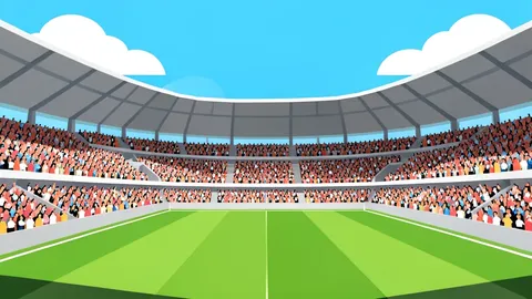 A large outdoor stadium filled with spectators under a bright sky