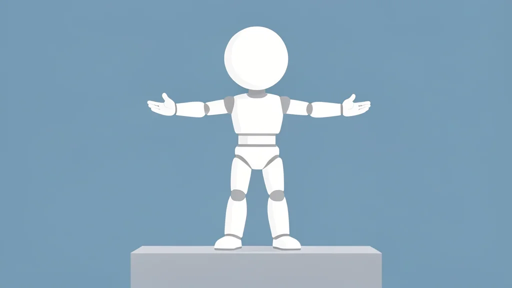 A humanoid robot standing on a stage with its arms extended in a welcoming gesture