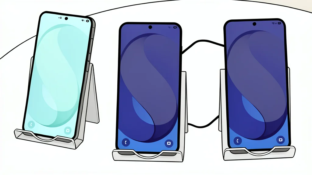 A row of modern smartphones standing upright on a wooden desk, showcasing their back panels and camera modules.