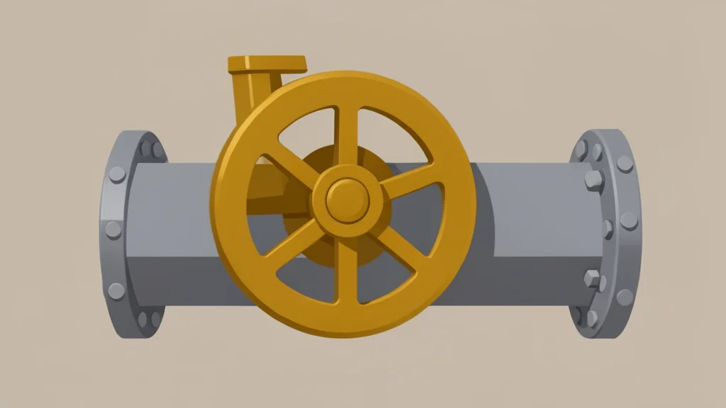 A large heavy brass valve wheel on an industrial pipe