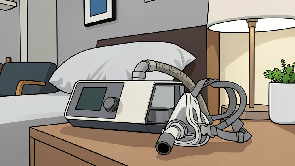 A white medical mask with a clear tube attached, resting on a clean surface