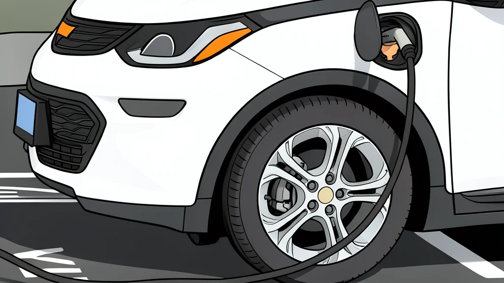 A white electric vehicle parked next to a charging station with a cable plugged into the side port