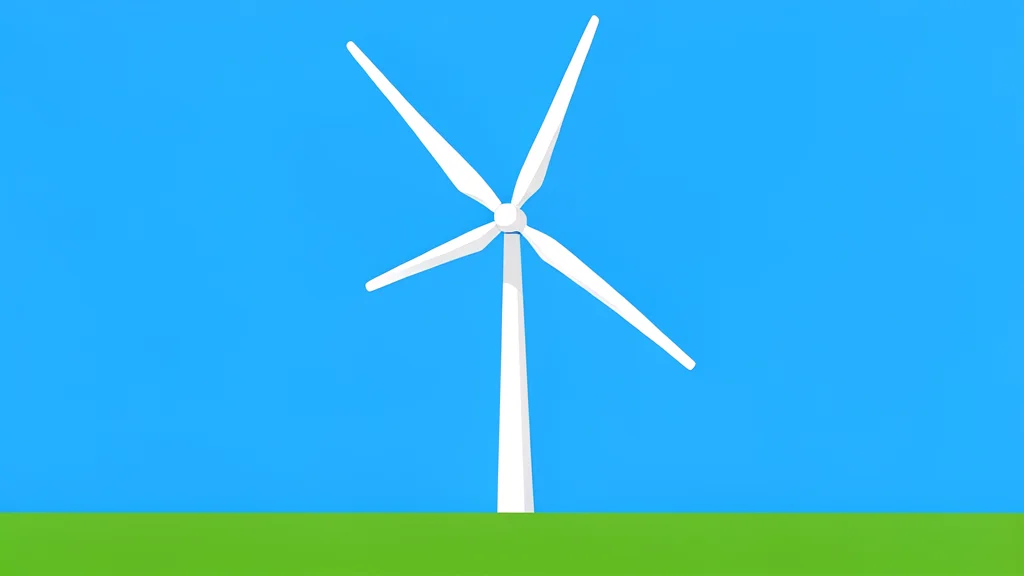 A large wind turbine standing in a grassy field under a clear sky