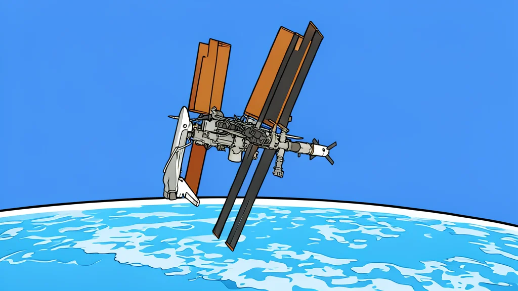 A cluster of small, tumbling metallic fragments floating in the black void of space