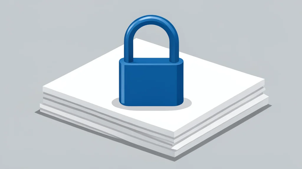 A digital padlock resting on a stack of paper documents