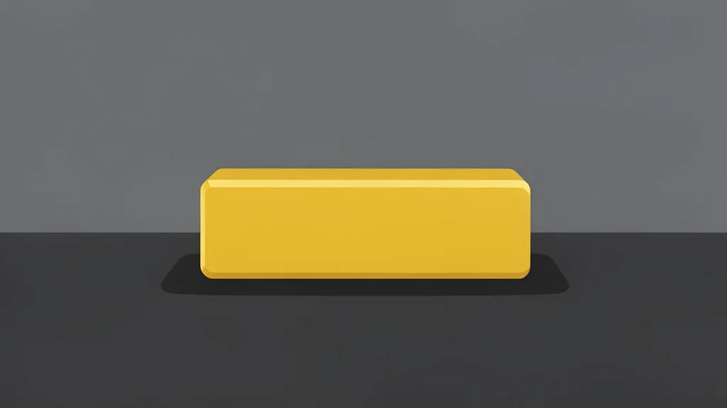 A single, polished gold bar resting on a dark, textured surface