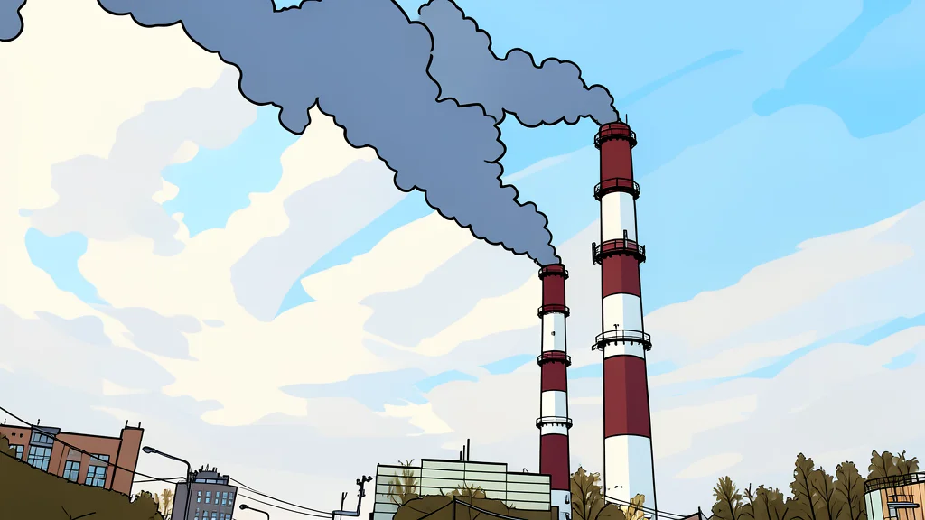 A large industrial cooling tower emitting steam against a clear sky