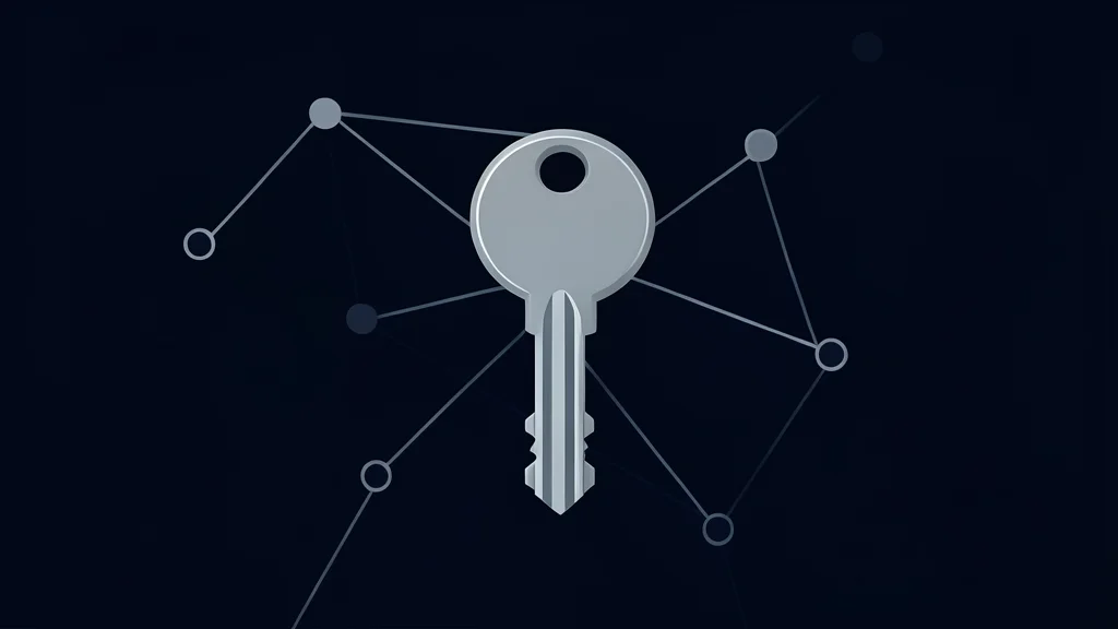 A digital key floating in a dark void surrounded by faint, disconnected network nodes