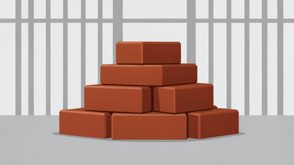 A stack of reddish-brown metal ingots in a warehouse