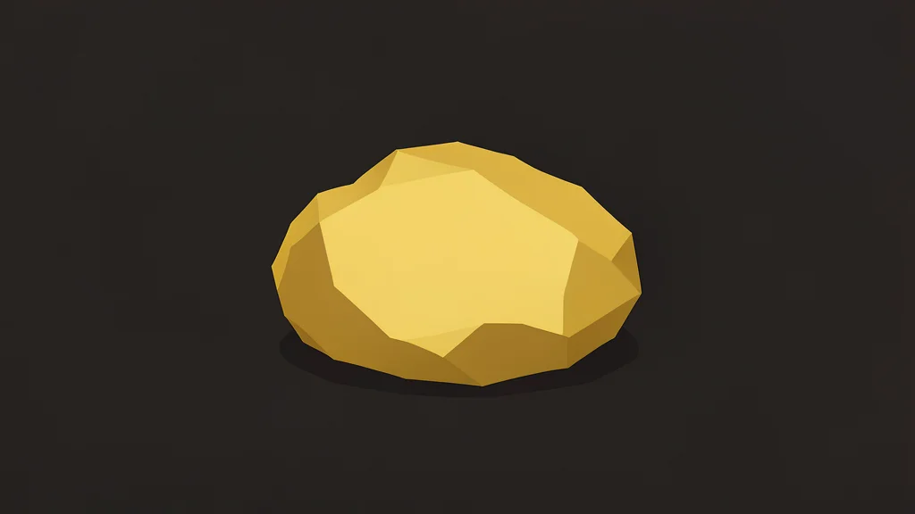 A rough, unrefined nugget of gold resting on a dark, textured surface