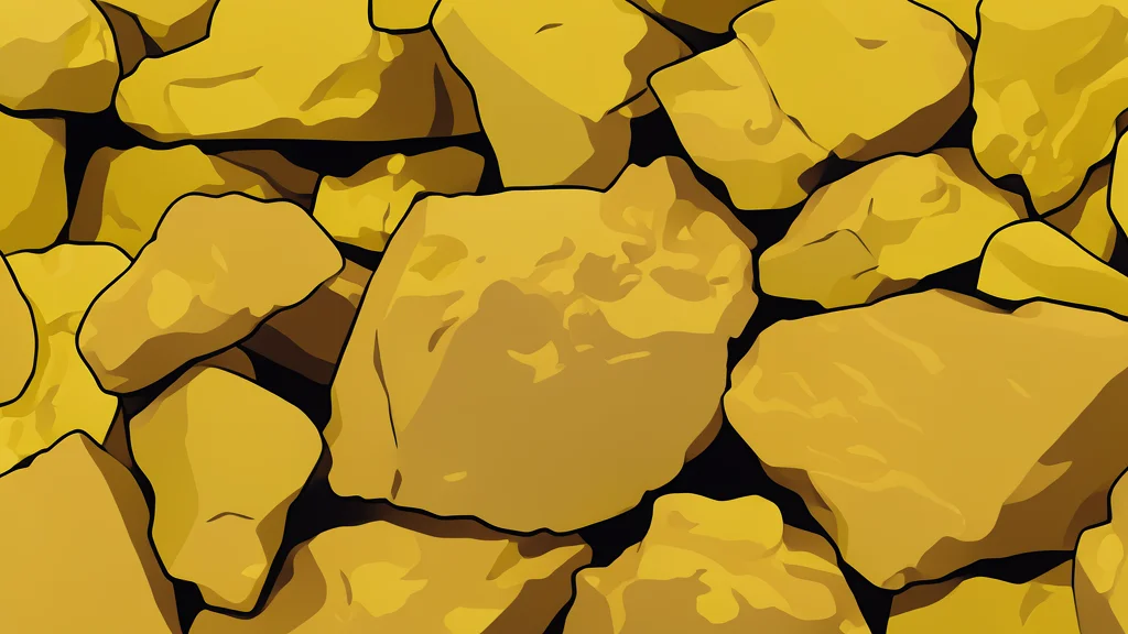 A rough, unrefined nugget of gold resting on a dark, textured surface