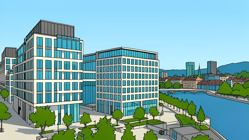 A modern glass office building facade reflecting the sky