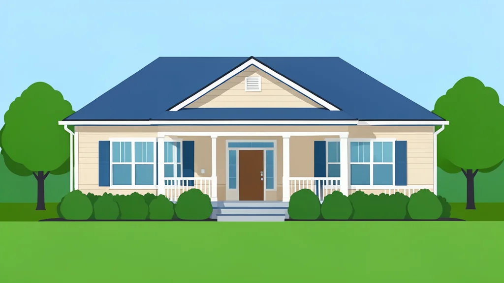A suburban single-family house with a front porch and a manicured lawn