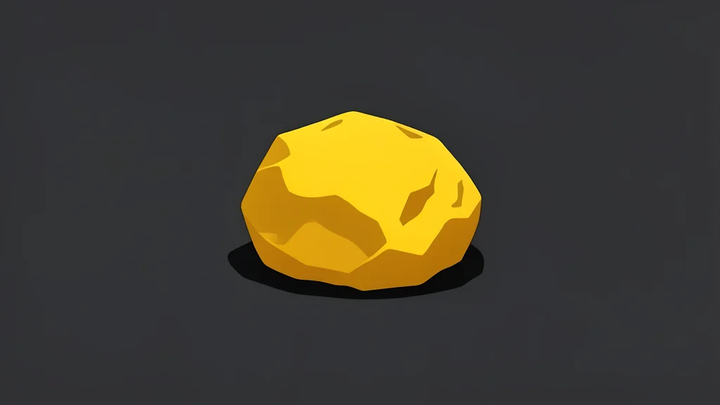 A rough, unrefined nugget of yellow metal resting on a dark, textured surface