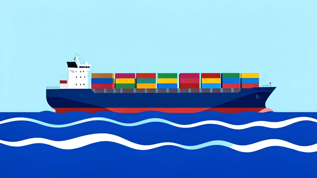 A large cargo ship loaded with shipping containers on the open ocean