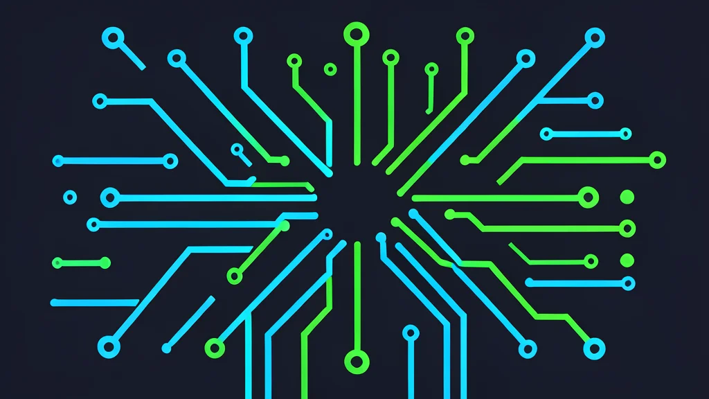A glowing digital circuit board pattern with interconnected nodes