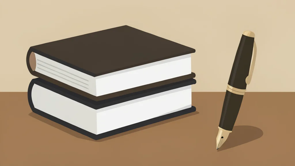 A stack of bound insurance policy documents resting on a wooden desk next to a fountain pen