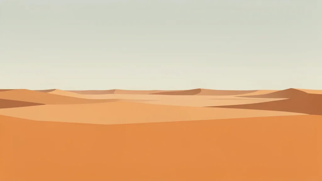 A vast, arid desert landscape stretching to the horizon under a hazy sky
