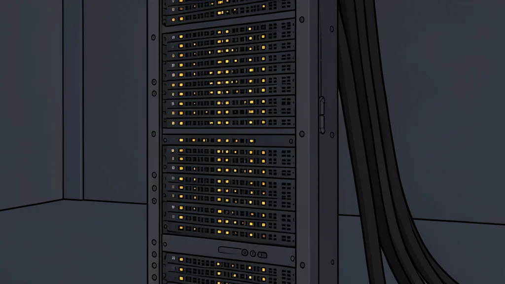 A server room with rows of black computer towers and glowing blue status lights