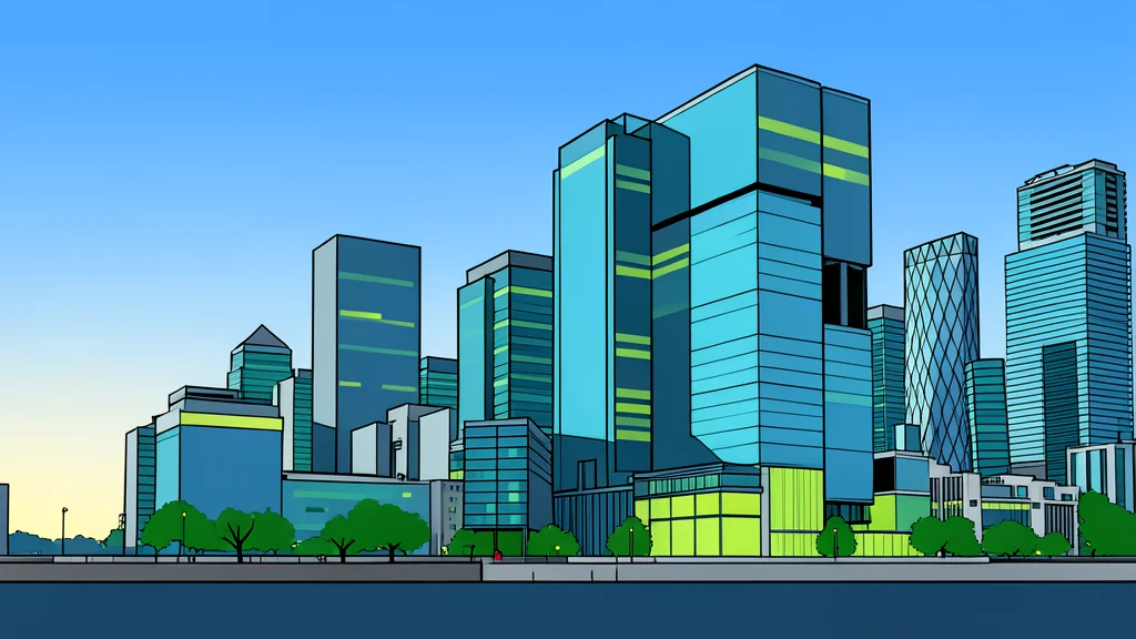 A modern glass skyscraper with a grid-like facade reflecting the sky