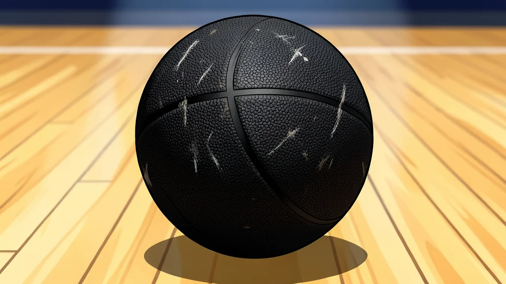 A polished hardwood basketball court with painted lines and a hoop in the background