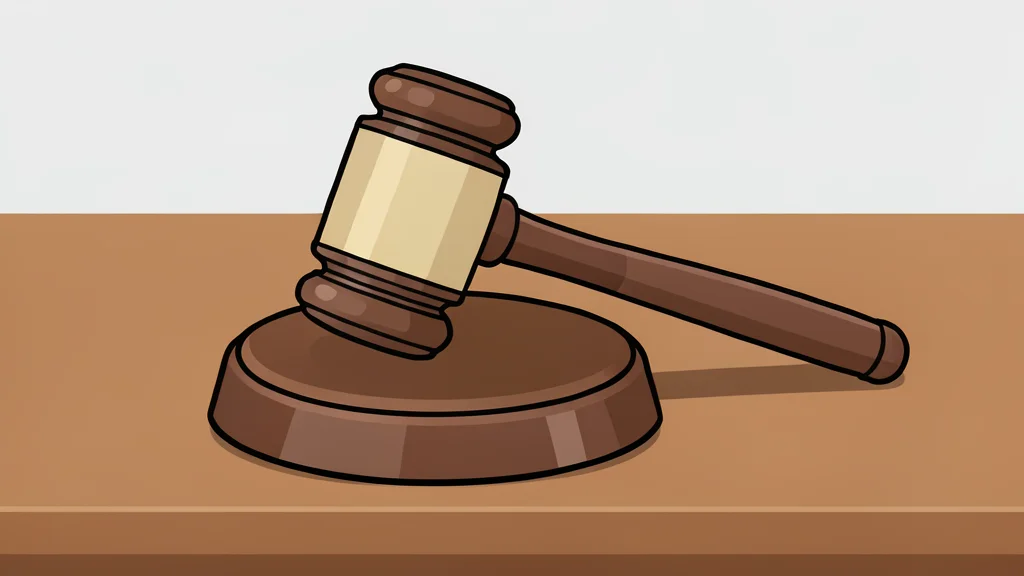 A wooden gavel resting on a polished desk surface