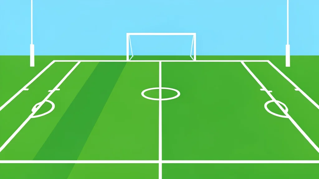A wide-angle view of a lush green football field stretching toward the horizon, featuring crisp white yard lines and distant goalposts under a bright sky.