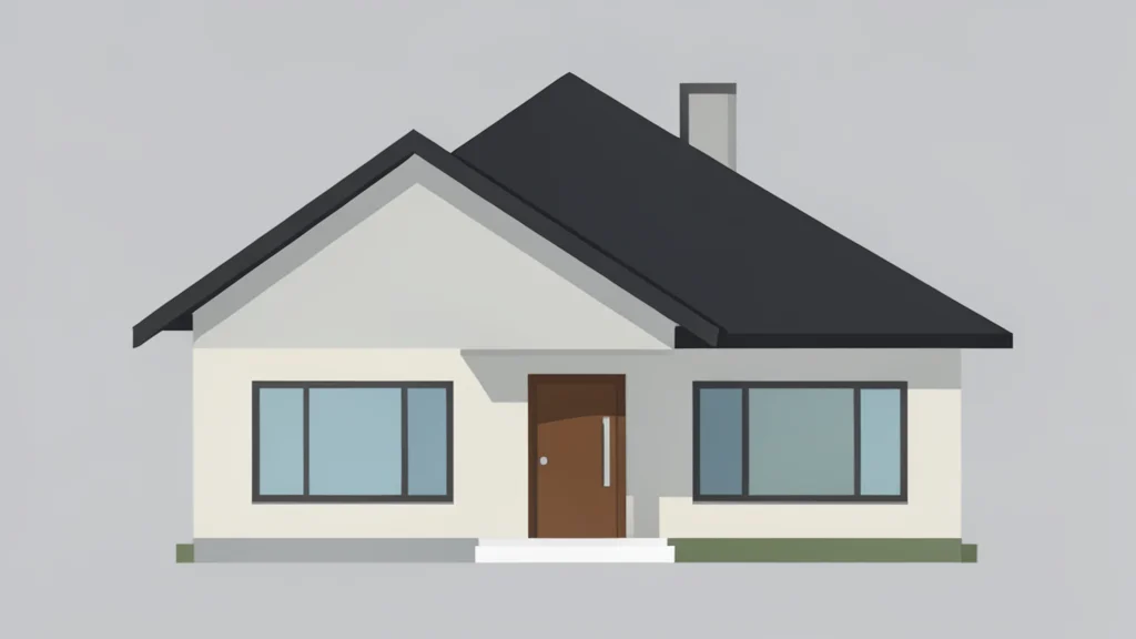 A modern suburban house with a pitched roof and a front door
