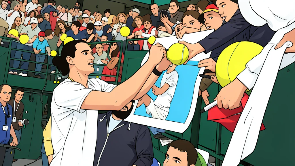 A pristine white tennis ball resting on a green clay court surface