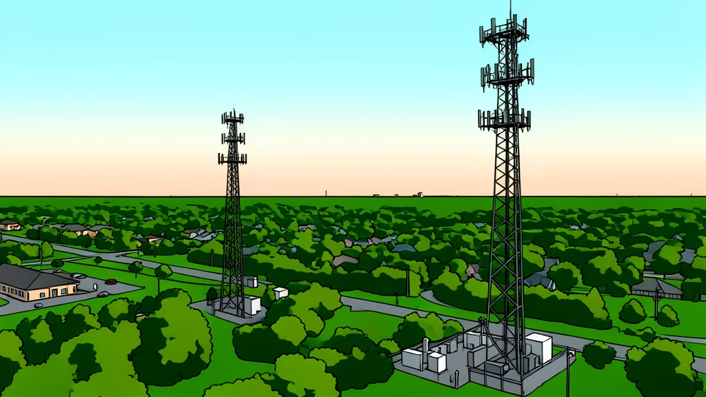 A tall, slender telecommunications tower rising against a clear sky