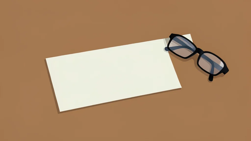 A traditional Japanese paper banknote resting on a wooden desk next to a pair of reading glasses