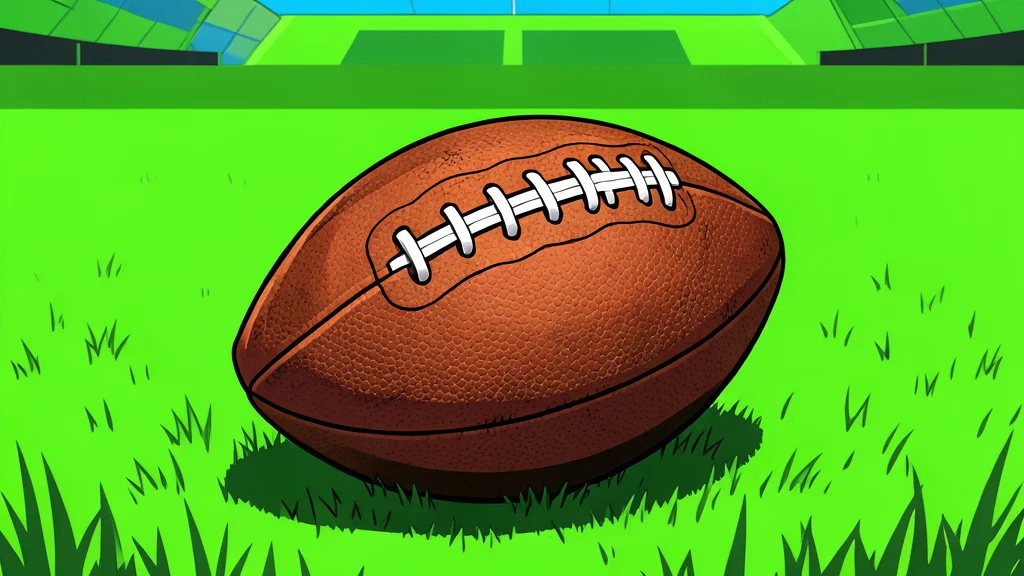 A sun-drenched football stadium with green grass and white yard lines under a bright blue sky