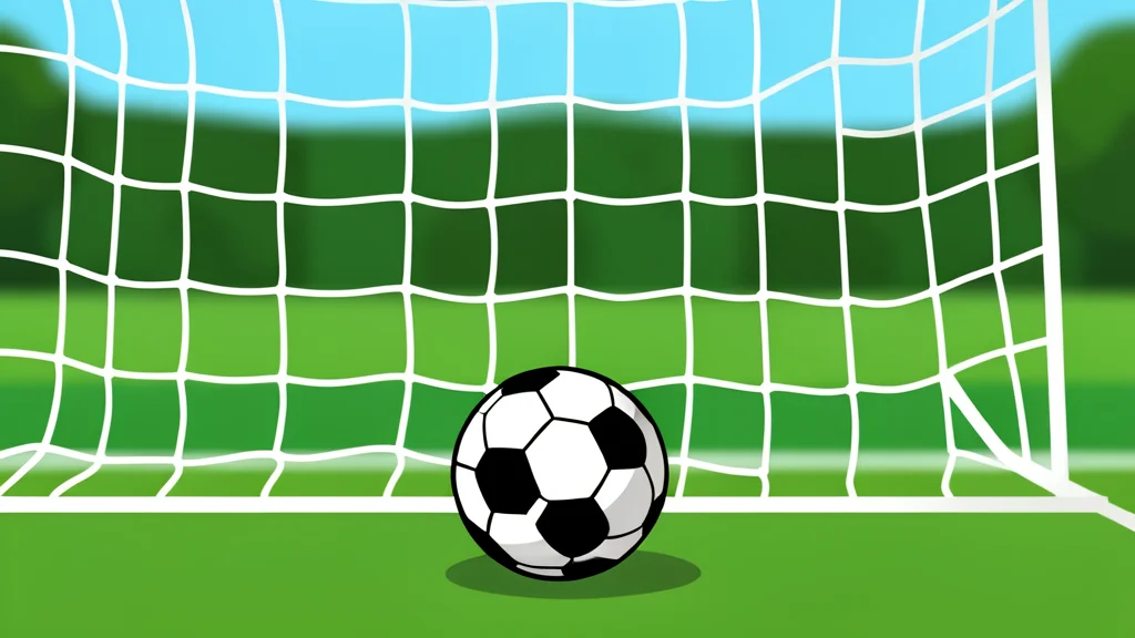 A green football pitch with white boundary lines and a goal net in the background