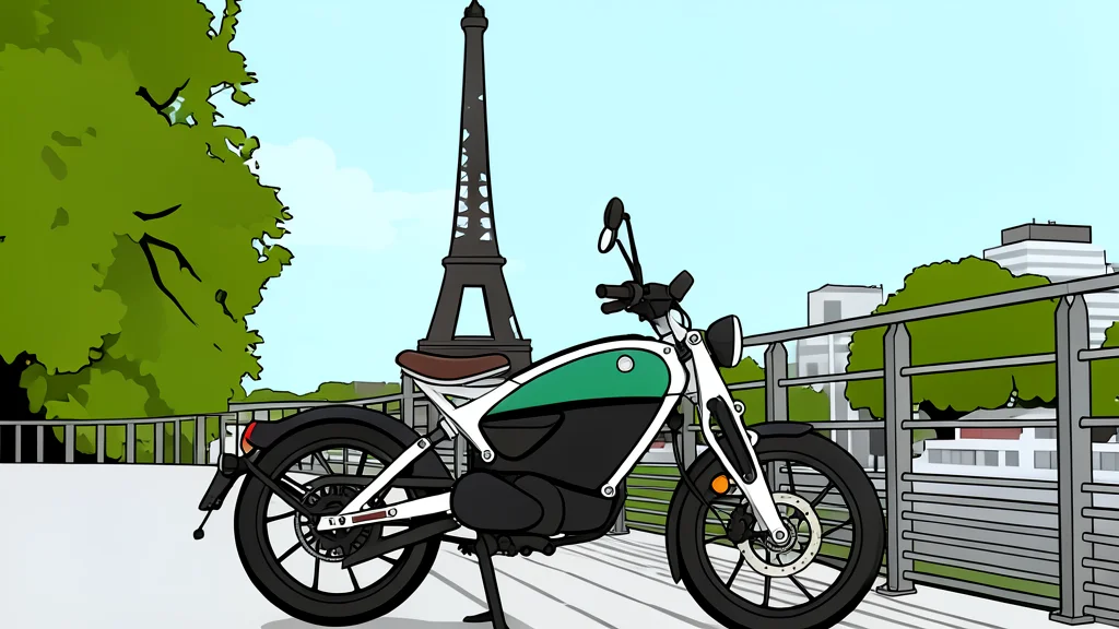 A retro-styled electric motorcycle with a round digital display and a compact battery pack integrated into the frame