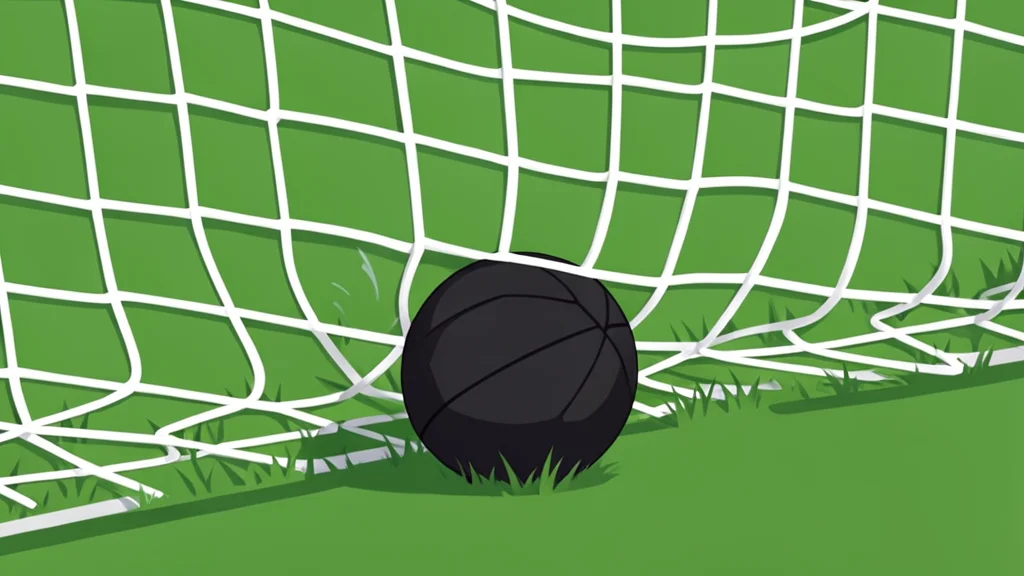 A green grass football pitch with white boundary lines and a goal net in the background