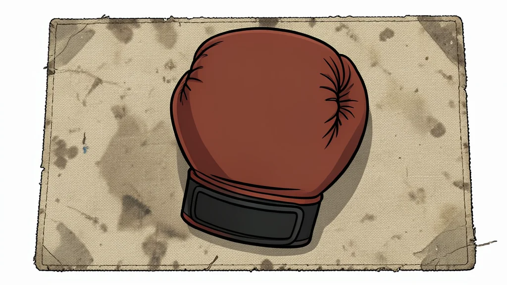A pair of red boxing gloves resting on a textured canvas mat