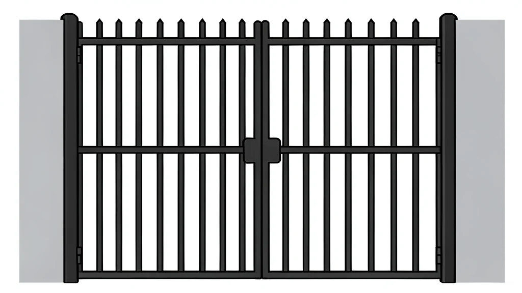 A closed iron prison gate with heavy bars