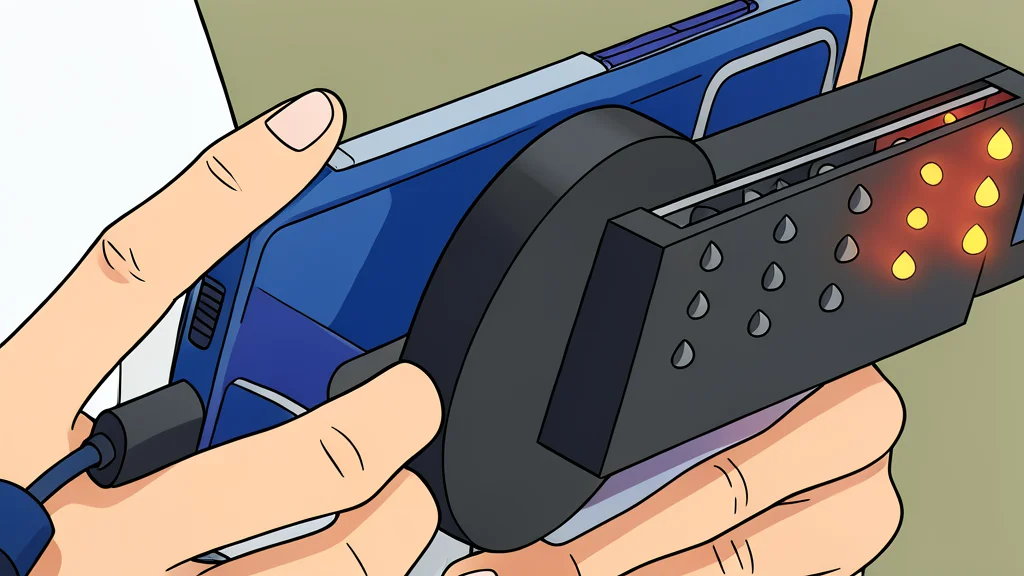 A smartphone case with a grid of small light-emitting diodes on the back, pointing towards a reflective glass lens