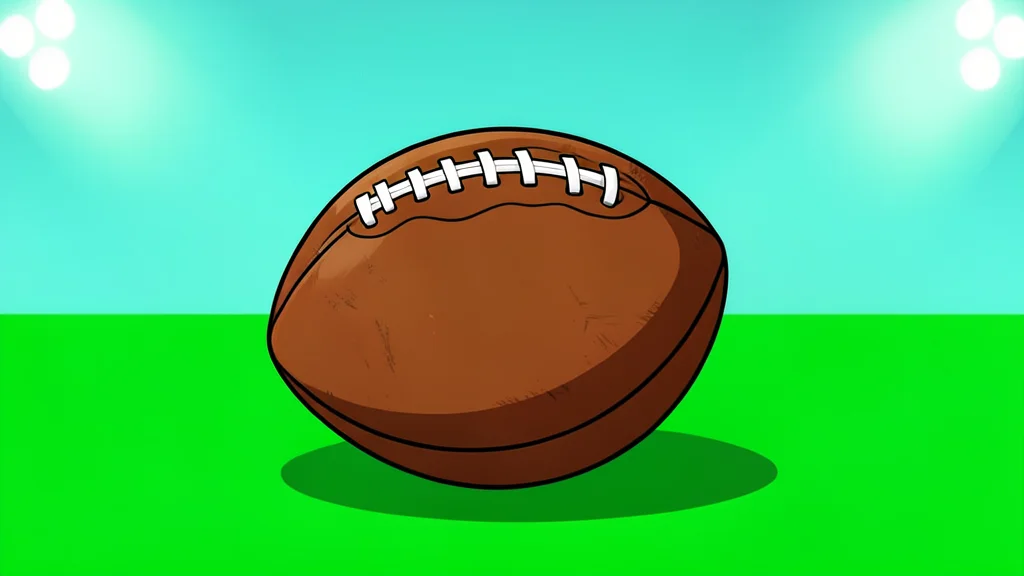 A single football rests on the vibrant green grass of a stadium field
