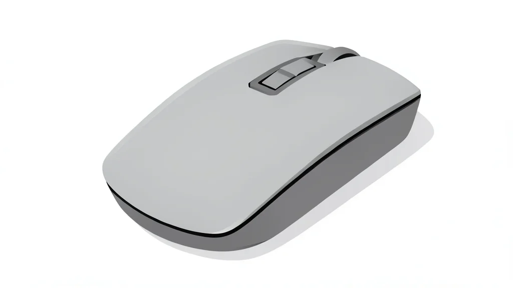 A computer mouse with a small, rectangular fingerprint scanner embedded in its surface, resting on a clean white desk.