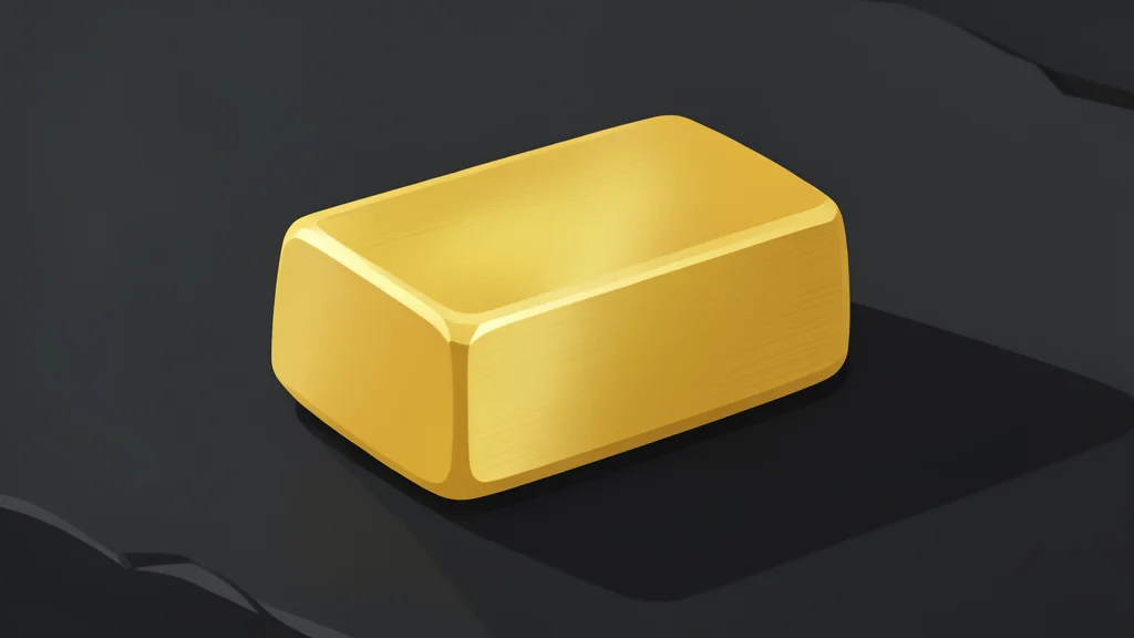 A polished gold bar resting on a dark surface